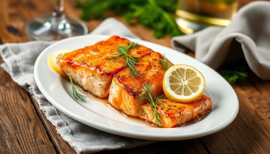 Baked Red Salmon Meal Presentation Baked Red Salmon Meal Presentation