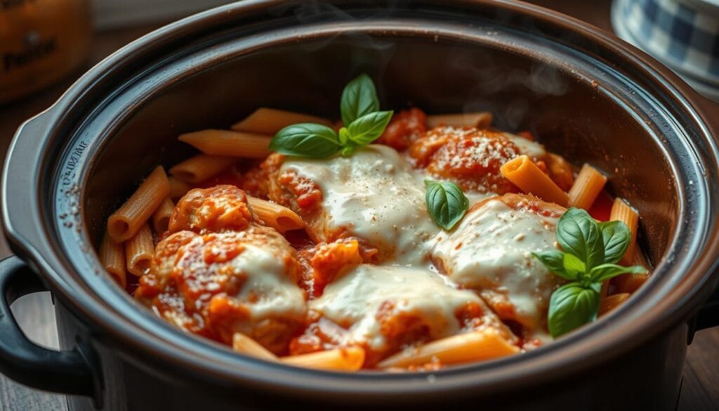 Chicken Pasta in Crockpot Preparation