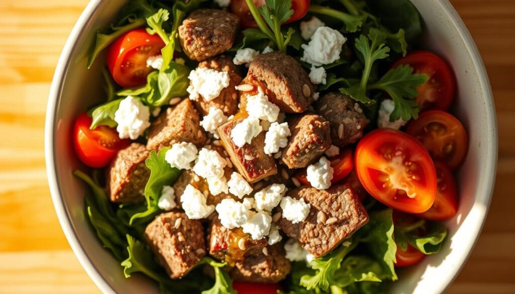 Mediterranean Ground Lamb Salad Bowl