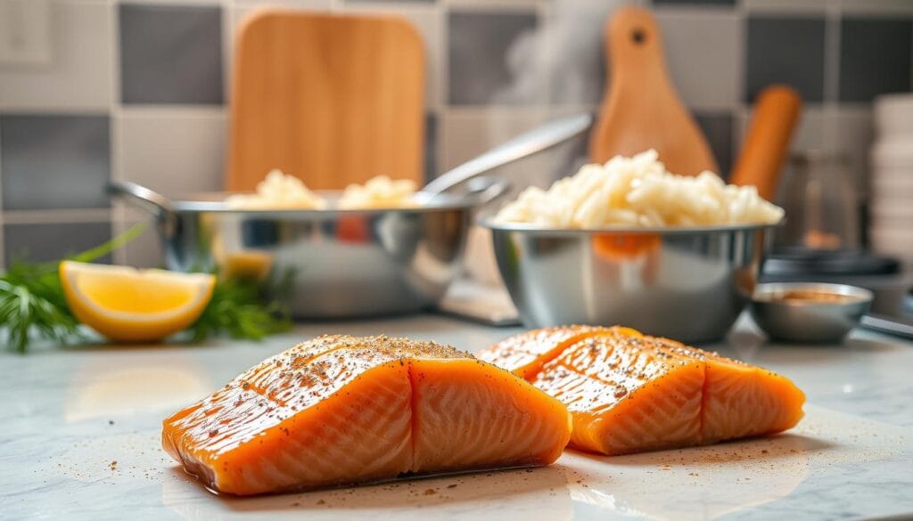 Salmon and Rice Cooking Steps