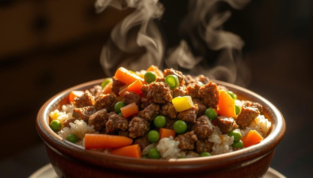 Vegetables in Ground Meat Rice Dish