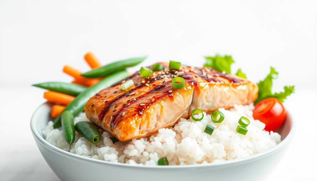 salmon and rice bowl