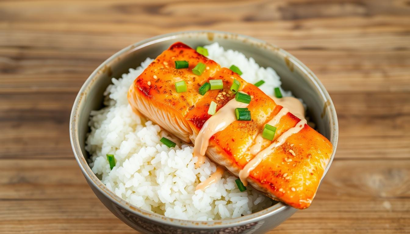 salmon rice bowl